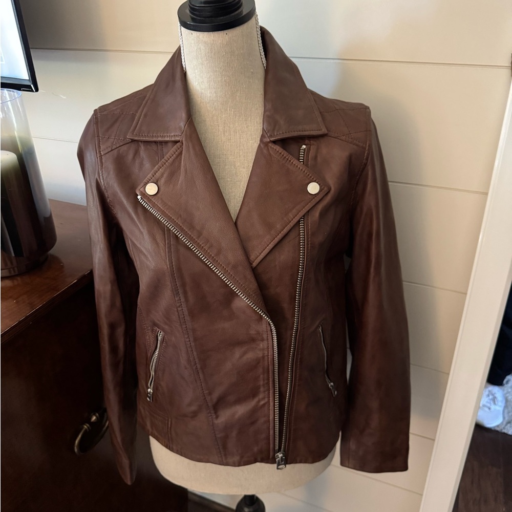 Lucky Brand Brown Leather Jacket NWT